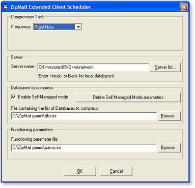 ZipMail /DB Extended Client - Compression task