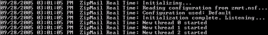 ZipMail Real Time in the Domino Server console